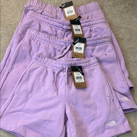 The North Face Half Dome Fleece Shorts Purple Athletic Shorts Elastic Waistband - Picture 7 of 9